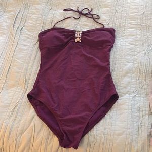 Open backed one piece swimsuit